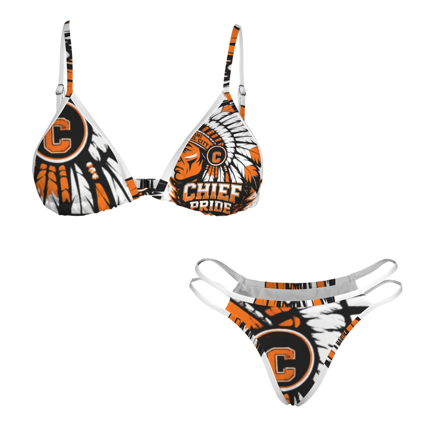 CHIEF PRIDE Bikini Triangle Bikini Top & Low Rise String Thong Set