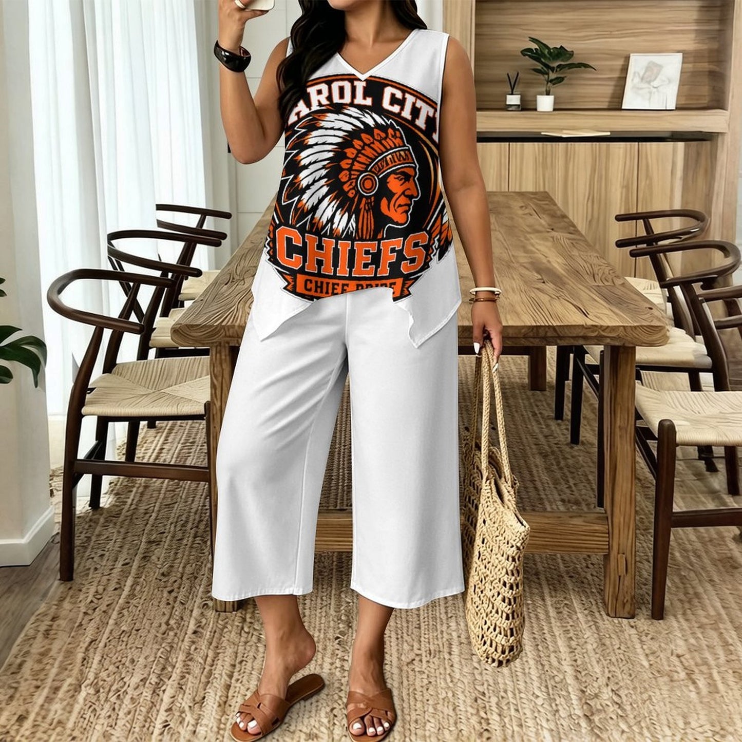 Miami Carol City  Wide Leg Short Set Sleeveless Top & Cropped Wide-Leg Pants Set